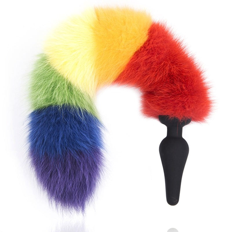 Colorful Fox Tail Silica gel Anal Plug Butt Plugs