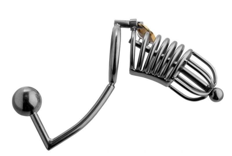 Condemned Penetration Cage with Anal Urethral Insertion Penis Plugs