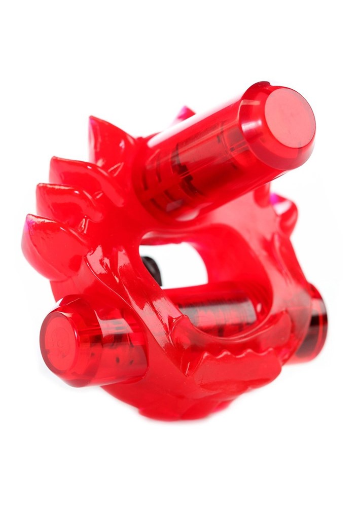 Crossbones Flame Thrower Double Bullet in Red Cock Rings