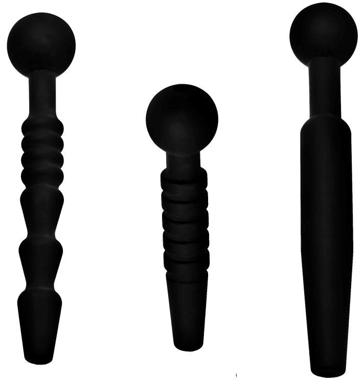 XR Brands Dark Rods 3 Piece Silicone Penis Plug Set Penis Plugs