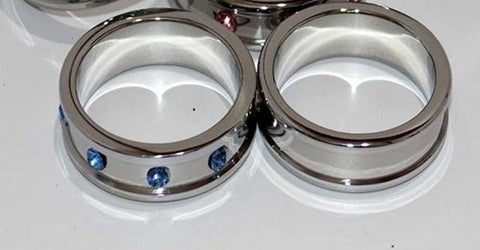 Deep Shallow Aqua Gemmed Cock Ring 40mm - Cock Rings
