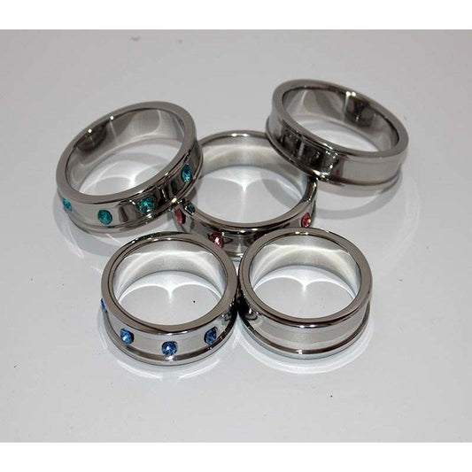 Deep Shallow Gemmed 50mm Pleasure Ring - Steel Cock Rings