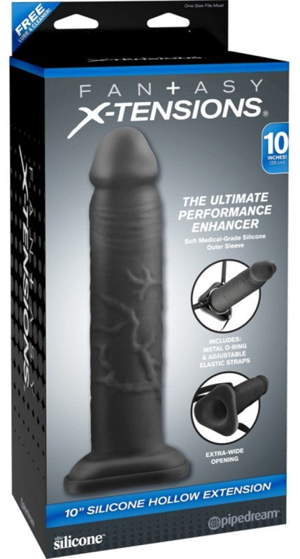 Fantasy Xtensions Silicone Hollow Extension Black 10 inch Pumps, Extenders and Sleeves