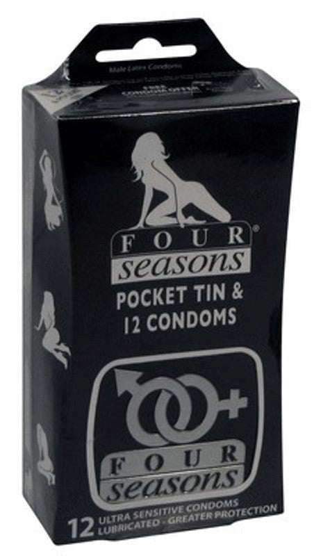 Four Seasons 12s Regular Condoms in Black Collectors Tin Condoms