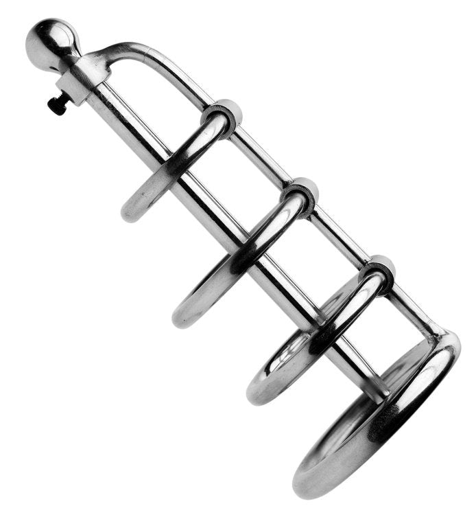 Gates Of Hell Stainless Steel Adjustable Cum Through Sound Cage Cock Rings