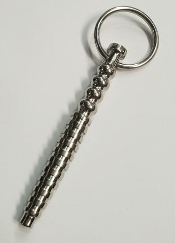Head Quarters Ribbed Metal Cum Thru Penis Plug - Penis Plugs