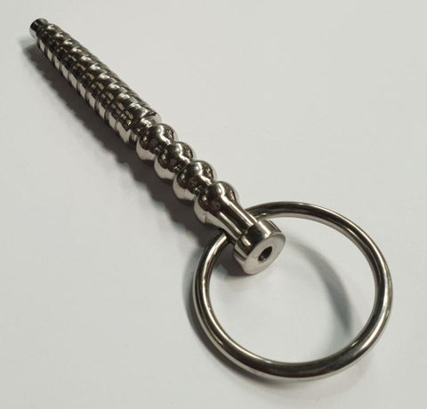 Head Quarters Ribbed Metal Cum Thru Penis Plug - Penis Plugs