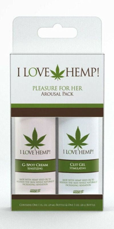 Doc Johnson I Love Hemp Pleasure For Her Arousal Pack 28g - Delay and Excite Sprays