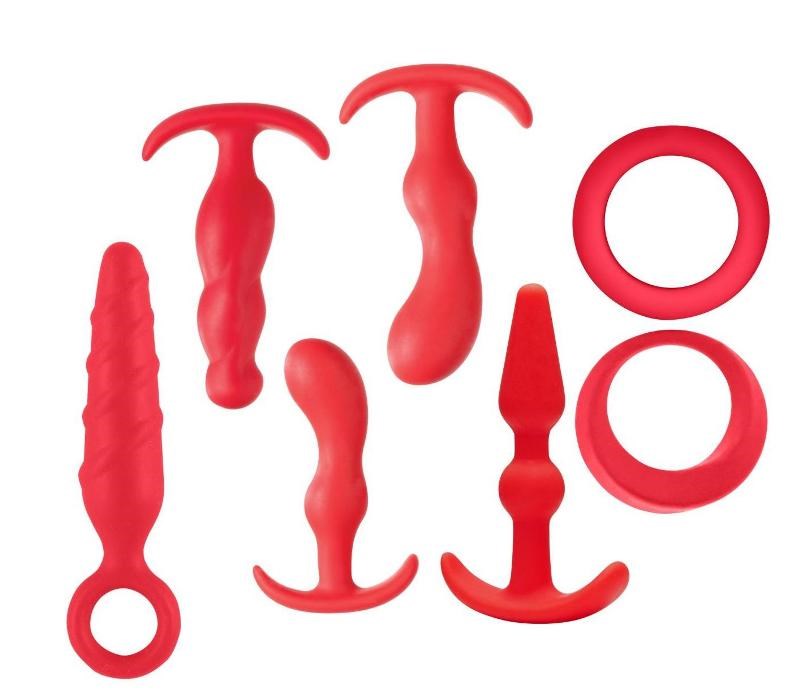 Jovial 7 Piece Anal Kit Red Butt Plugs