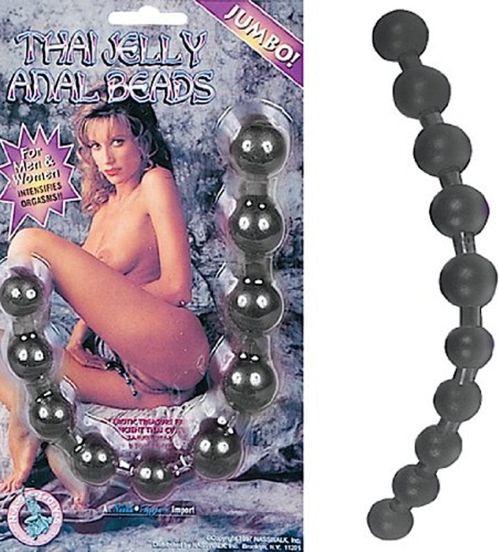 Jumbo Jelly Thai Beads Black Butt Plugs