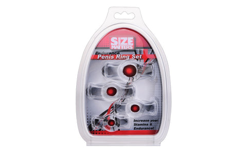 Size Matters Endurance 4 Piece Penis Ring Set Clear - Cock Ring Sets