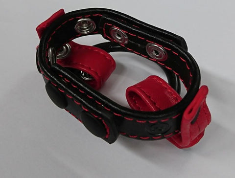 Kink Cock and Ball Masters Rings Black and Red - Stretchy Cock Rings