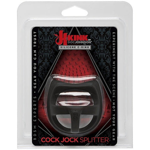 Kink Cock Jock Silicone Splitter Black - Cock Rings