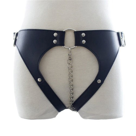 Leather & BDSM Thong with Chain - Male Chastity