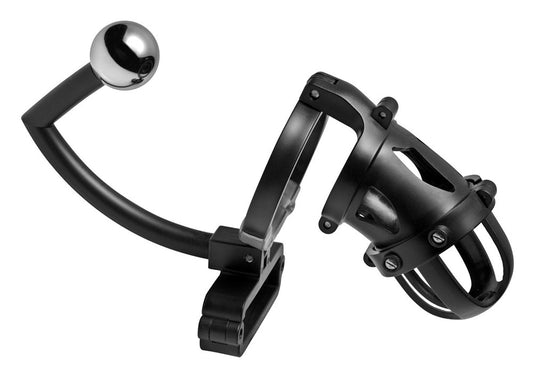 Oppressor Male Confinement Chastity Cage with Ball Clamp - Cock Rings