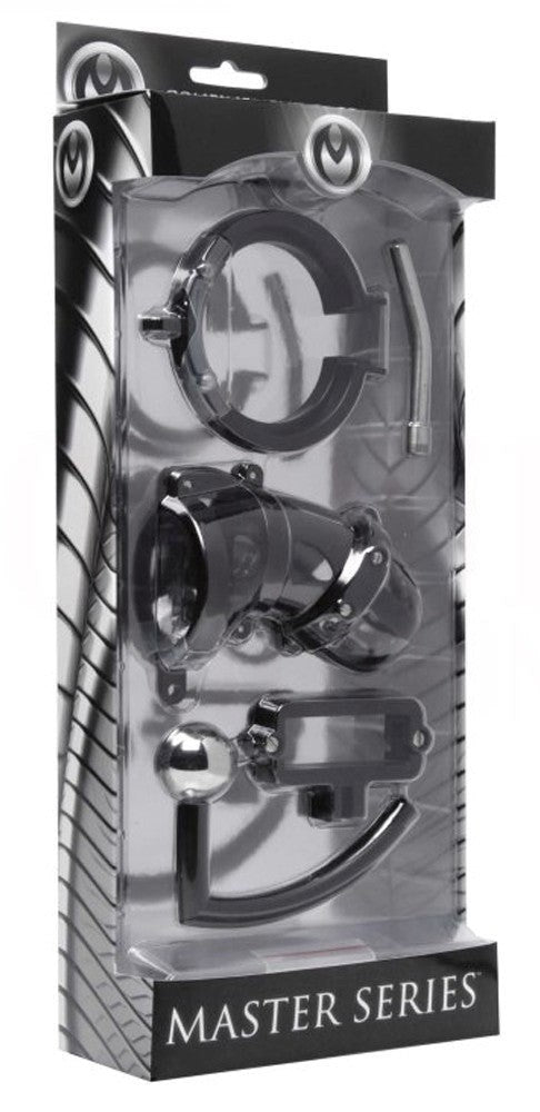 Oppressor Male Confinement Chastity Cage with Ball Clamp - Cock Rings