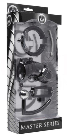 Oppressor Male Confinement Chastity Cage with Ball Clamp - Cock Rings