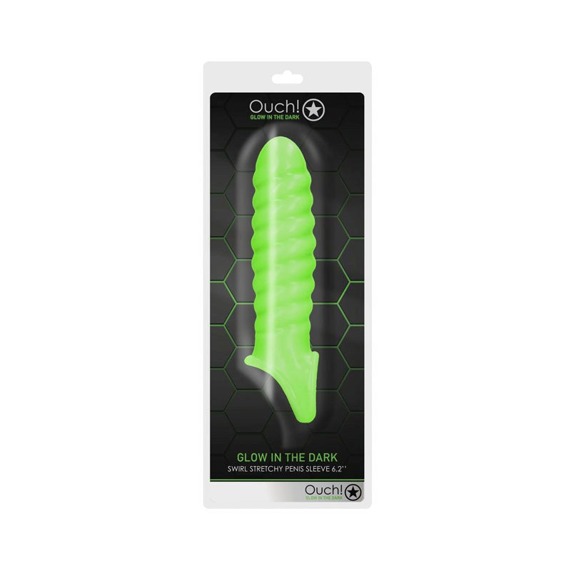 OUCH! Glow in Dark Swirl Stretchy Penis Sleeve Pumps, Extenders and Sleeves