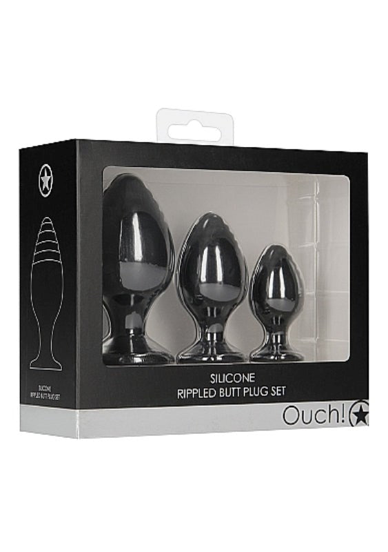 Ouch! Rippled Butt Plug Set Butt Plugs