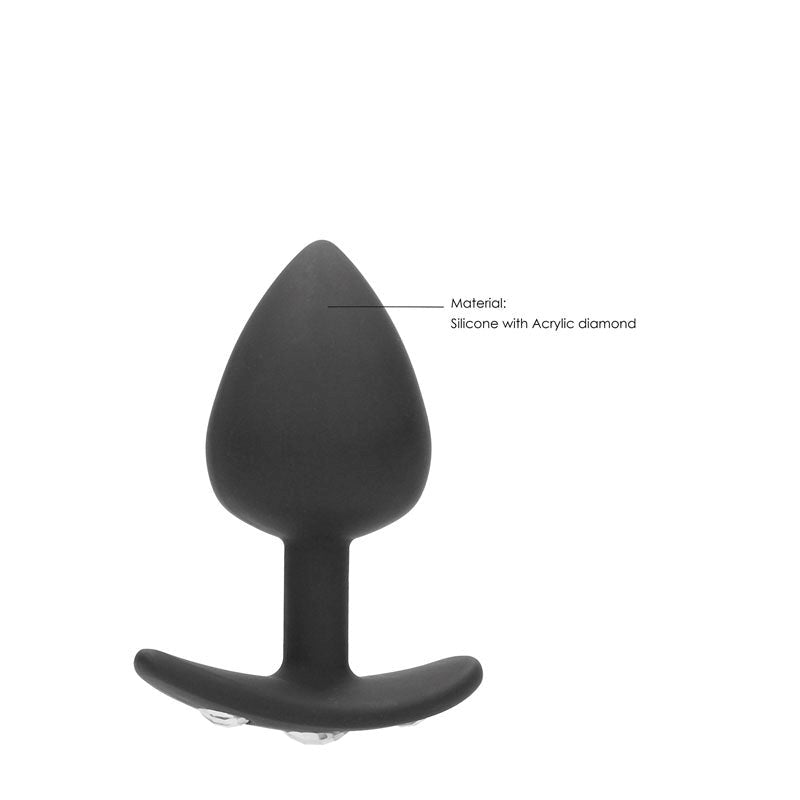 OUCH! XL Diamond Butt Plug With Handle - Black Butt Plugs