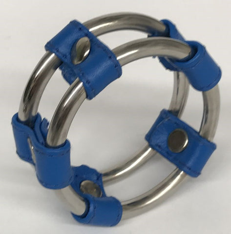 Plain Tube Steel Double Cock Ring Blue - Cock Rings