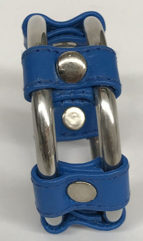 Plain Tube Steel Double Cock Ring Blue - Cock Rings