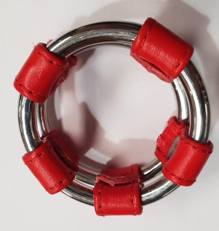 Plain Tube Steel Double Cock Ring Red Cock Rings