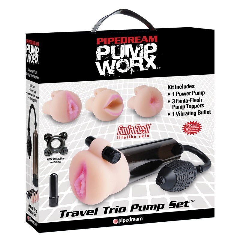 Pump Worx Travel Trio Penis Pump Kit Pumps, Extenders and Sleeves