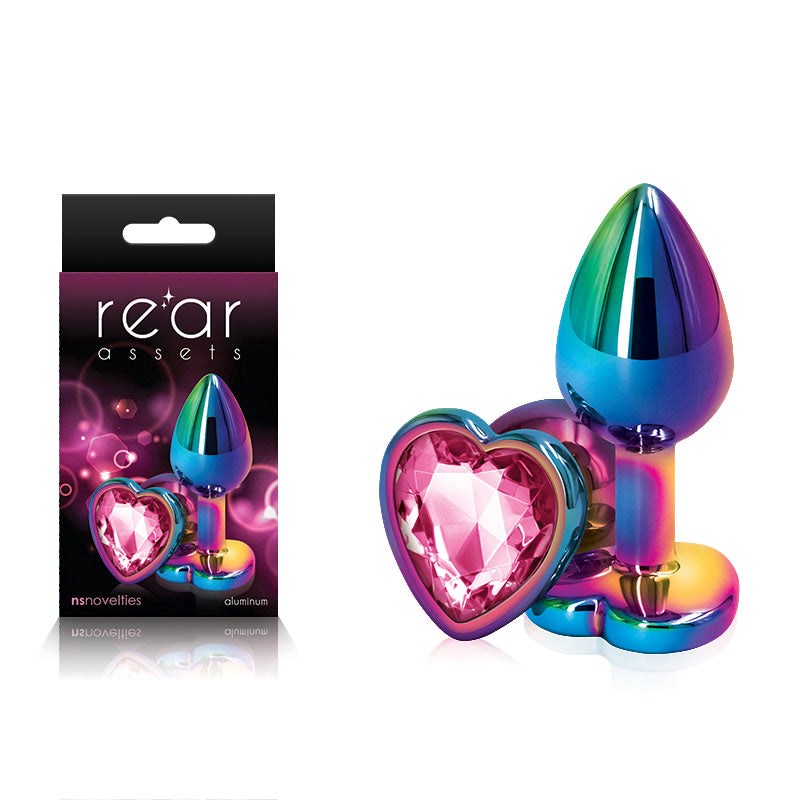 Rear Assets Multi Coloured Heart Butt Plugs