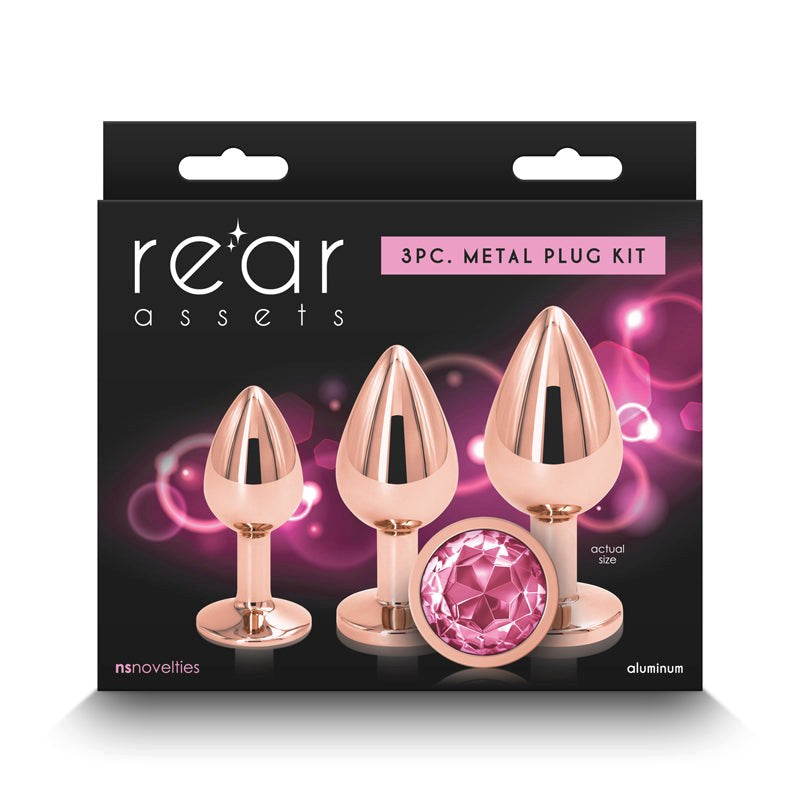 Rear Assets Trainer Kit- Rose Gold Pink Gem Butt Plugs