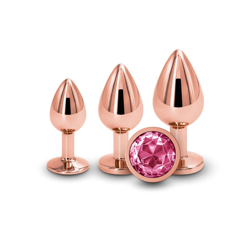 Rear Assets Trainer Kit- Rose Gold Pink Gem Butt Plugs