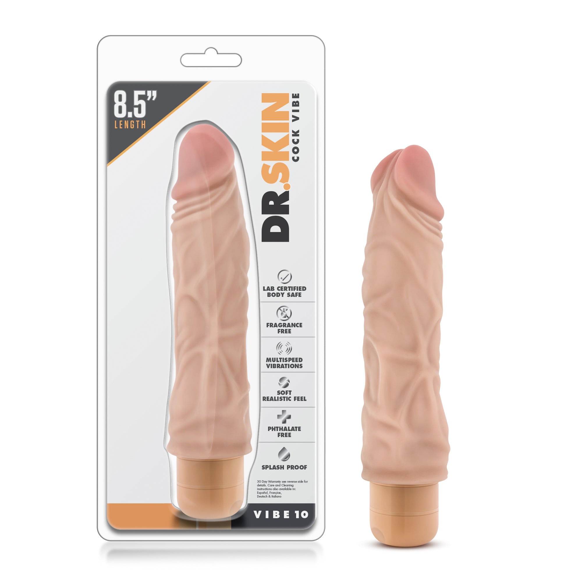 Dr. Skin Cock Vibe 10 Realistic 8.5 Inch Vibrating Dong Vibrating Dildos