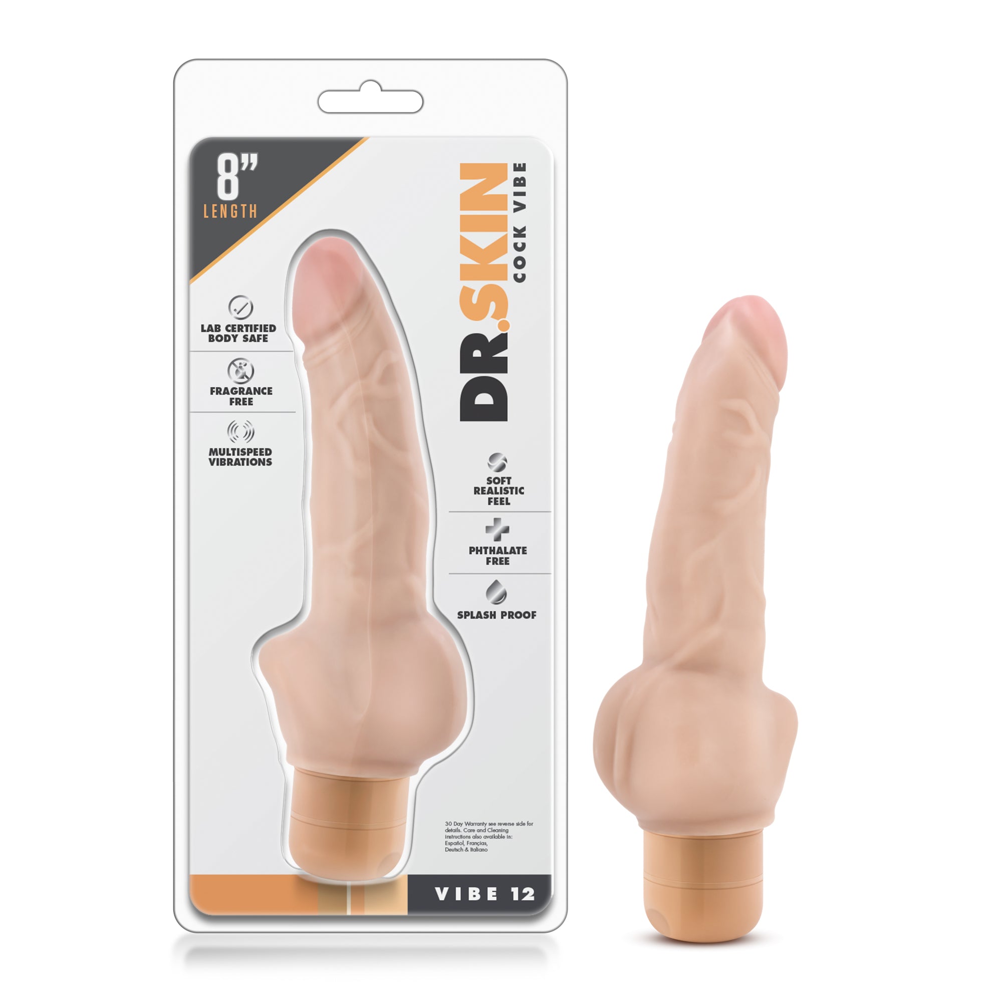 Dr. Skin Cock Vibe 12 Realistic 8 Inch Vibrating Dildo Vibrating Dildos