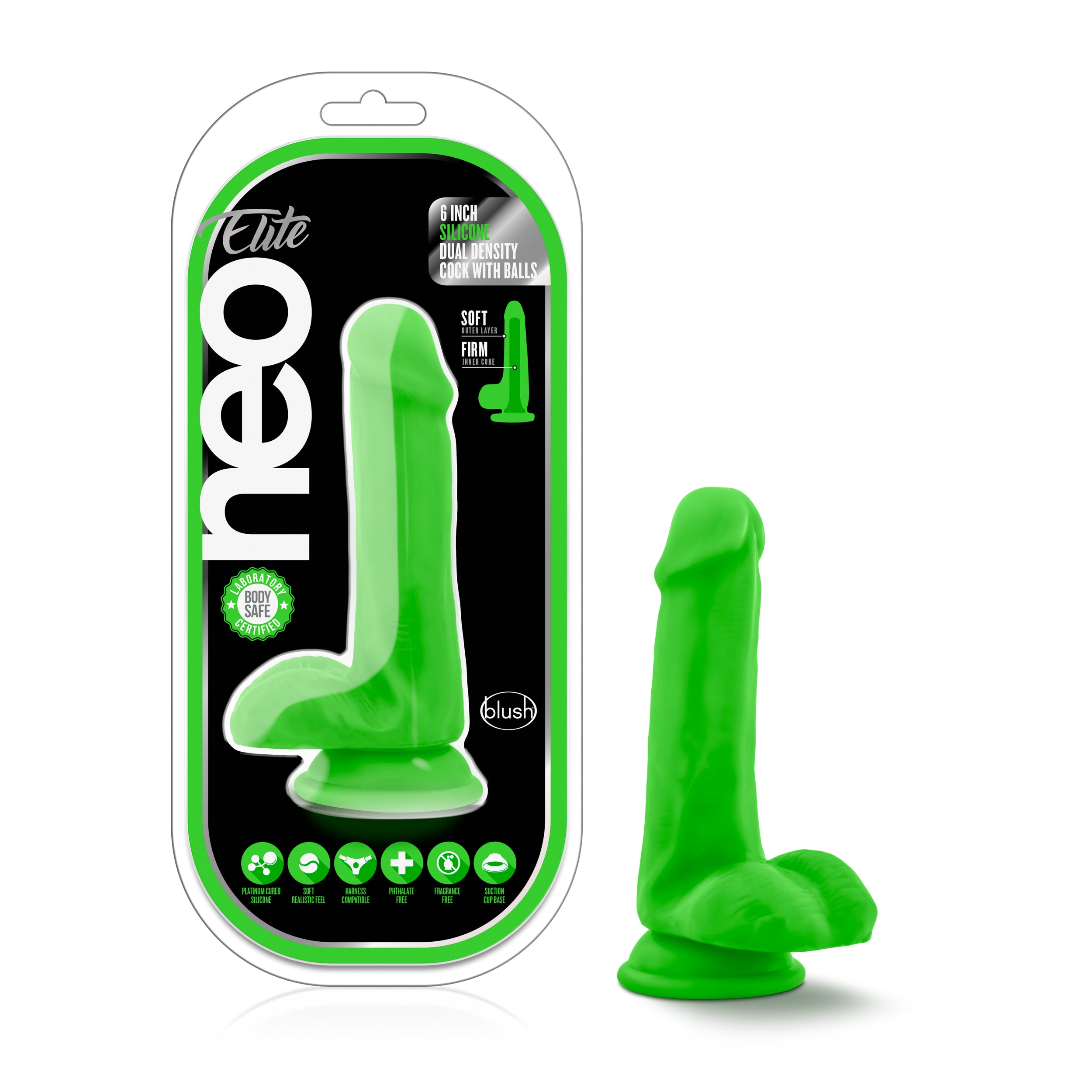 Neo Elite 6 inch Silicone Dual Density Realistic Cock with Balls Realistic Dildos