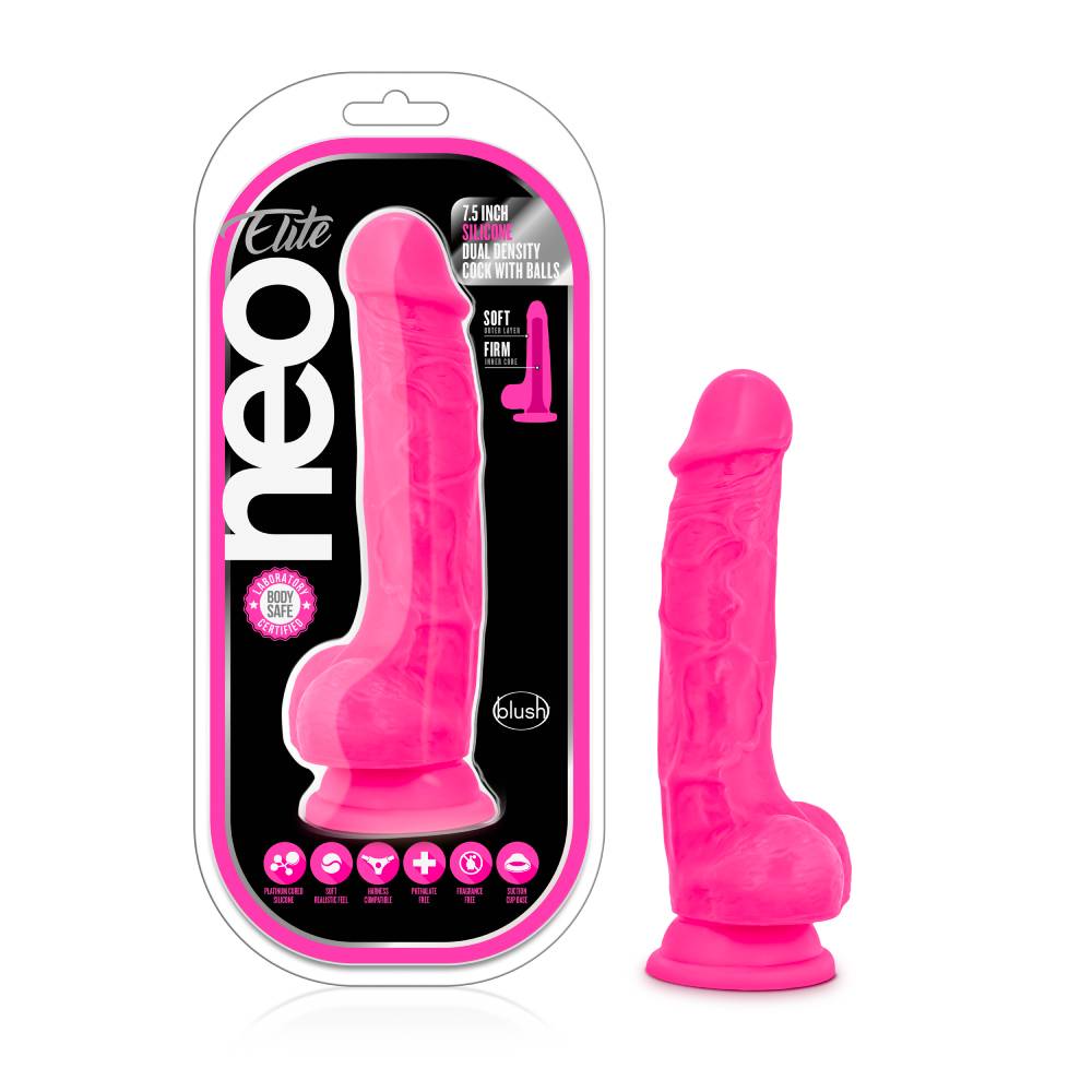 Neo Elite 7.5 inch Silicone Dual Density Realistic Cock with Balls Realistic Dildos