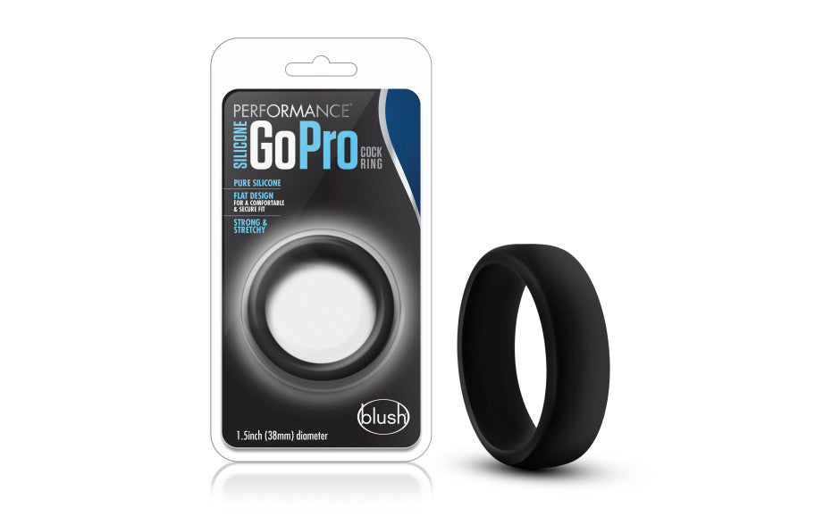 Performance Silicone Go Pro Mens Cock Ring Black Stretchy Cock Rings