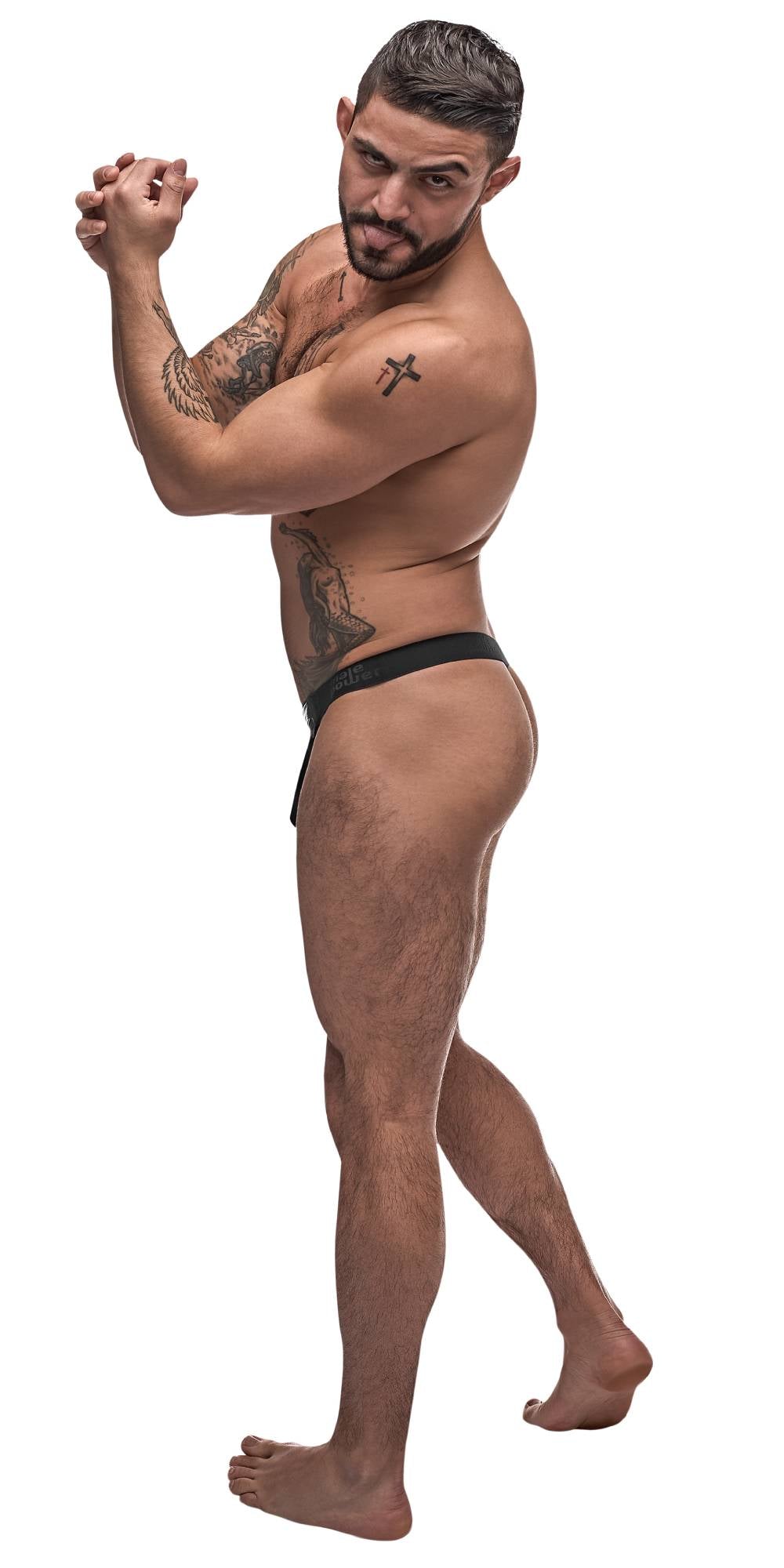 Male Power Grip and Rip Off Mens Thong Black His Fetish