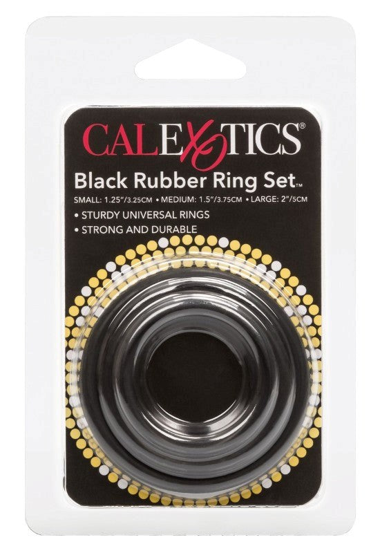 Rubber Ring Set Black 3 Stretchy Cock Rings