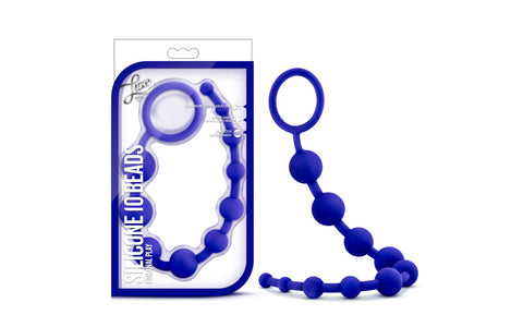 Luxe Silicone 10 Anal Pleasure Beads Indigo - Anal Beads and Balls