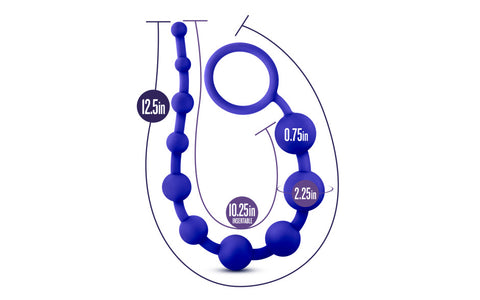 Luxe Silicone 10 Anal Pleasure Beads Indigo - Anal Beads and Balls