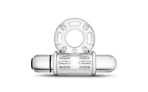 Stay Hard 10 Function Vibrating Mega Bull Penis Ring Clear - Vibrating Cock Rings