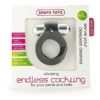 Shots Toys Vibrating Endless Cock Ring Black - Vibrating Cock Rings
