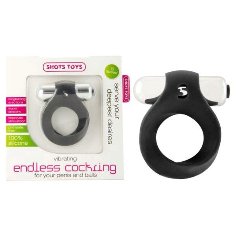 Shots Toys Vibrating Endless Cock Ring Black Vibrating Cock Rings