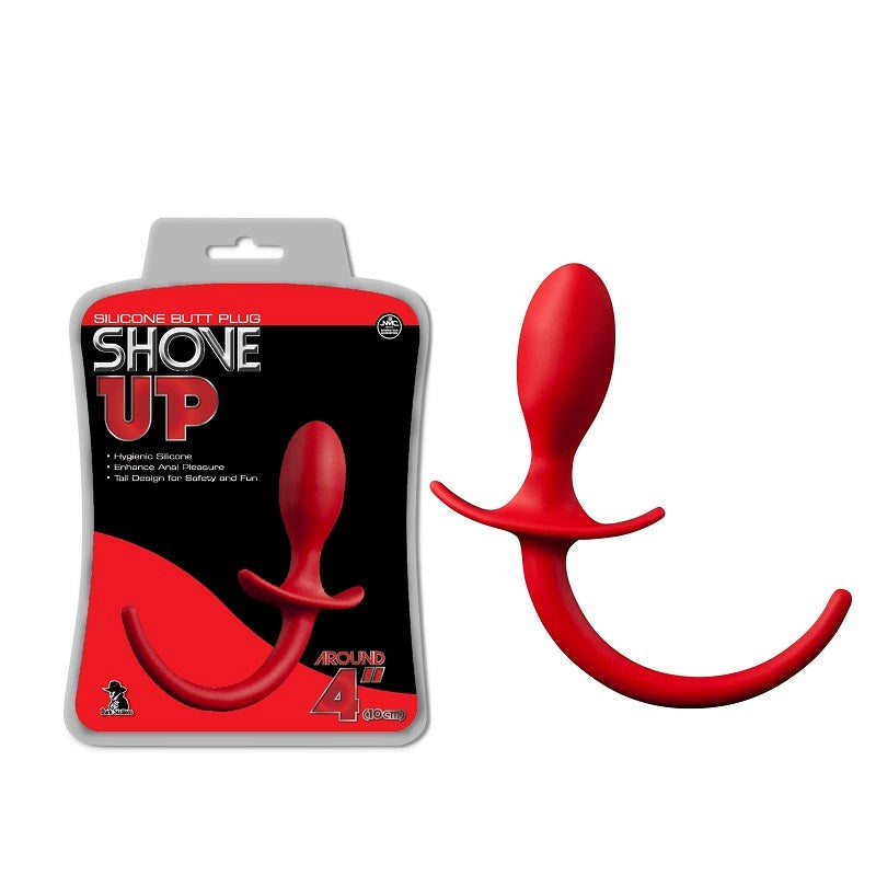 Shove Up 4" Silicone Butt Plug with Tail Red Butt Plugs