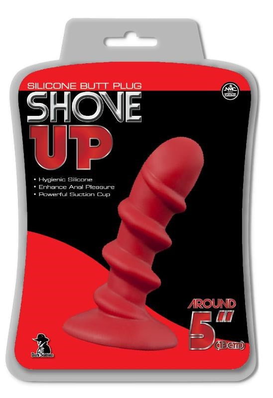 Shove Up 5" Silicone Butt Plug with Suction Cup Red Butt Plugs