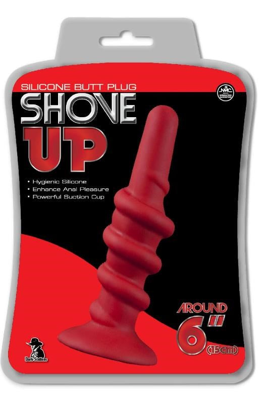 Shove Up 6" Silicone Dong With Suction Cup Red Butt Plugs