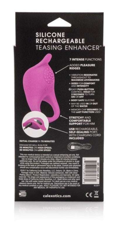 Silicone Rechargable Teasing Enhancer Purple Cock Rings