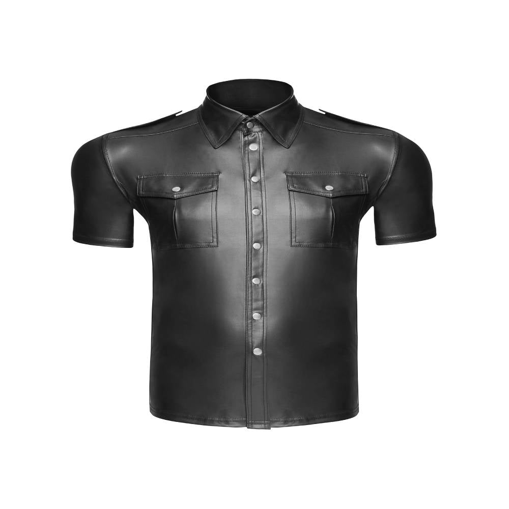 Noir Handmade Mens Sexy And Elegant Shirt With Front Pockets His Fetish