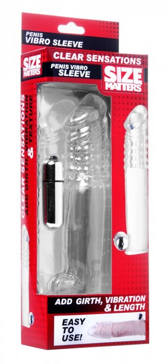 Size Matters Clear Sensations Penis Vibro Sleeve With Bullet Pumps, Extenders and Sleeves