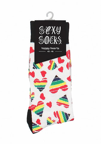 Shots Toys Happy Hearts Premium Novelty Socks - Party Gifts and Novelties